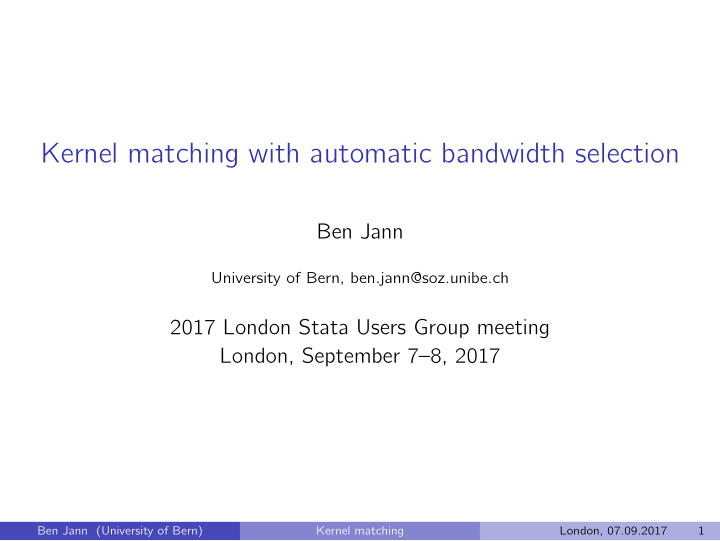 kernel matching with automatic bandwidth selection