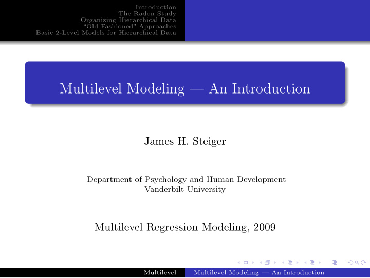 multilevel modeling an introduction
