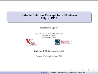 Suitable Solution Concept for a Nonlinear  Elliptic PDE  Noureddine Igbida  Institut de recherche