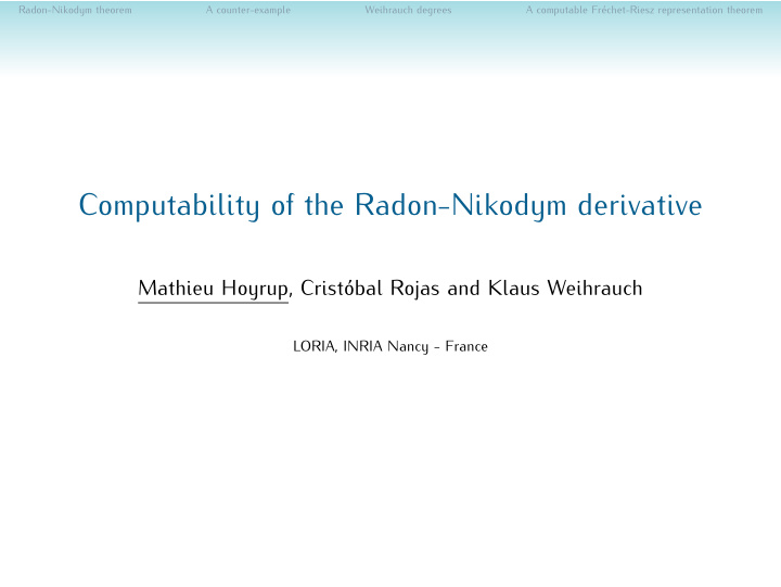 computability of the radon nikodym derivative