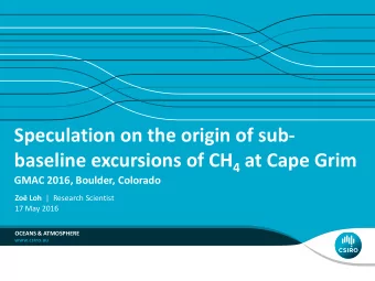 Speculation on the origin of sub- baseline excursions of CH 4 at Cape Grim  GMAC 2016, Boulder,