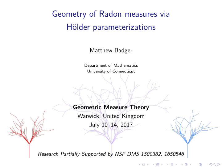 geometry of radon measures via h older parameterizations