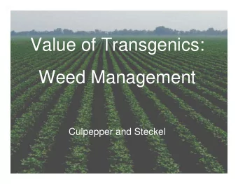 Value of Transgenics:  Weed Management  Culpepper and Steckel  Survey Participants  Jamshid Asigh