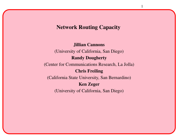 network routing capacity