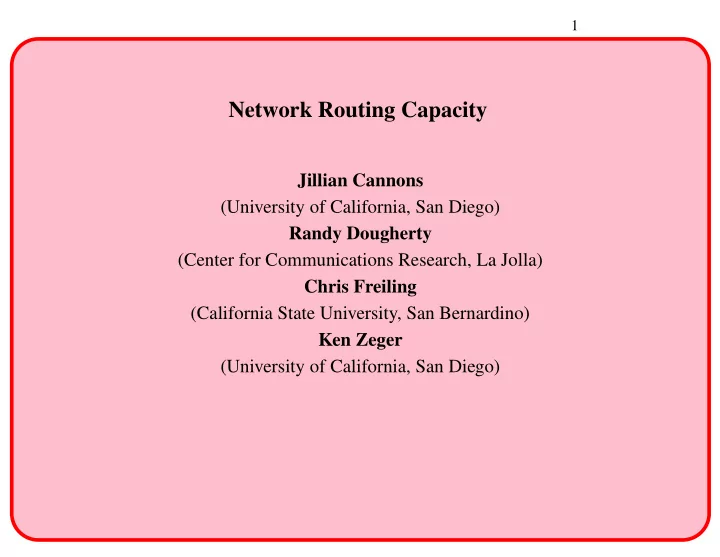 network routing capacity