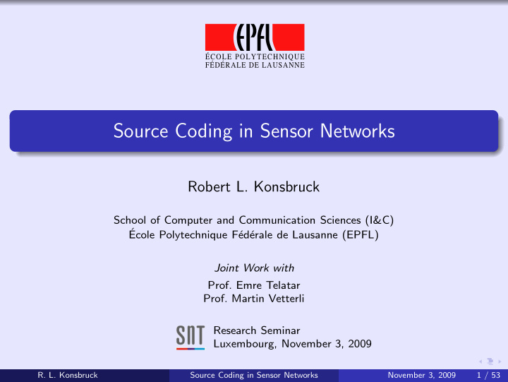 source coding in sensor networks