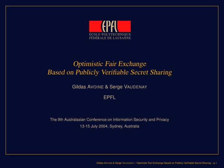 optimistic fair exchange based on publicly verifiable