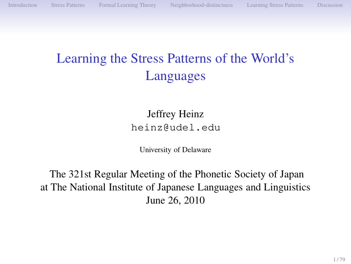 learning the stress patterns of the world s languages