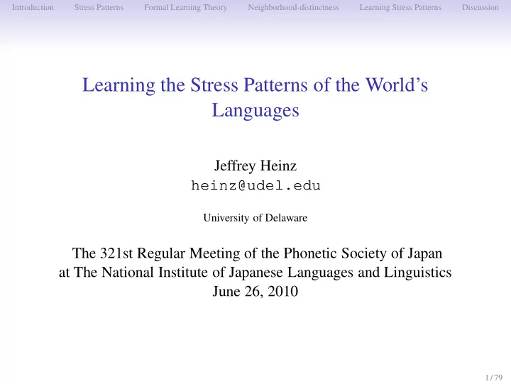learning the stress patterns of the world s languages