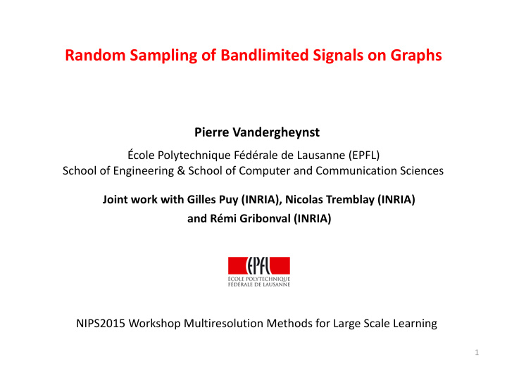 random sampling of bandlimited signals on graphs