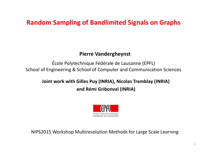 random sampling of bandlimited signals on graphs