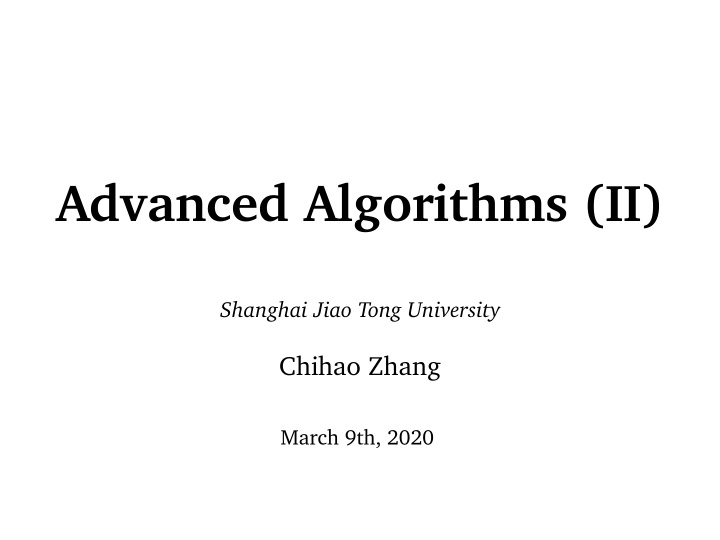 advanced algorithms ii