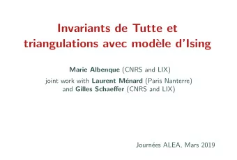 Invariants de Tutte et  triangulations avec mod`  ele dIsing Marie Albenque (CNRS and LIX) joint