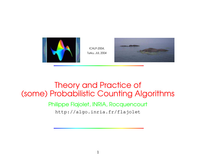 theory and practice of some probabilistic counting