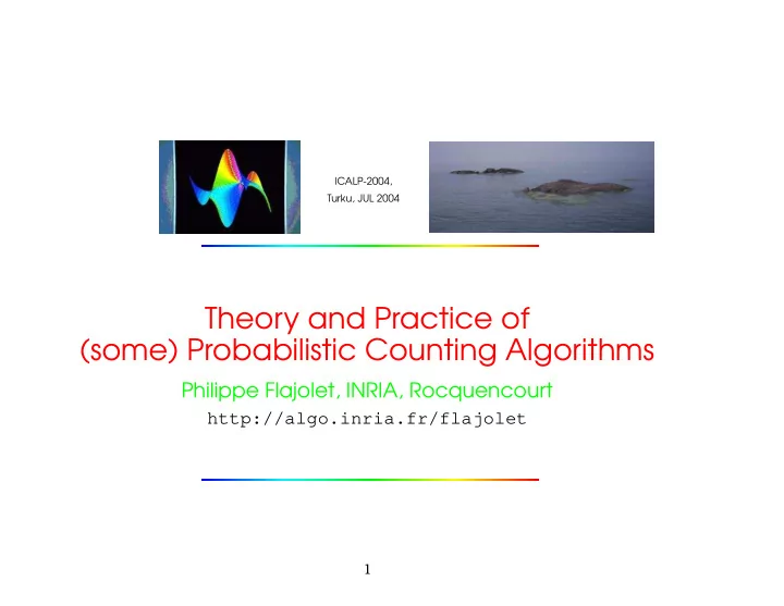 theory and practice of some probabilistic counting