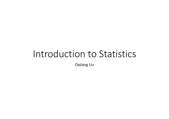 introduction to statistics