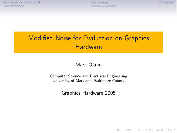 modified noise for evaluation on graphics hardware