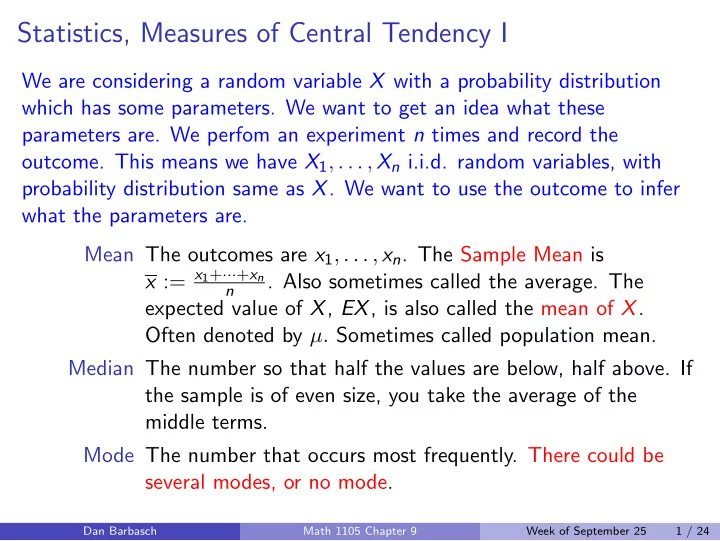 statistics measures of central tendency i
