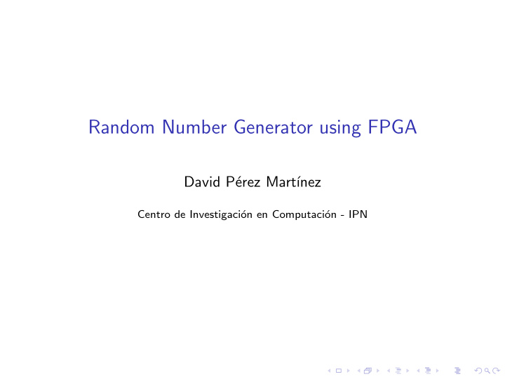 random number generator using fpga