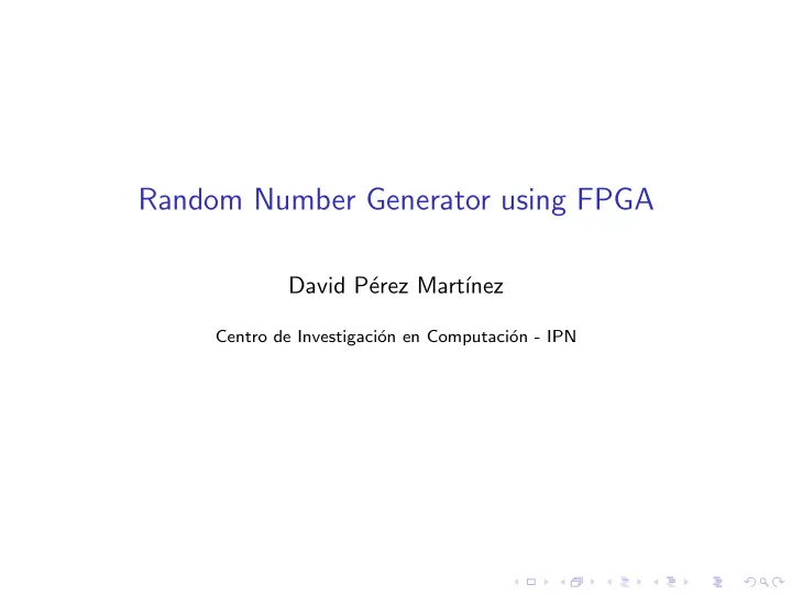 random number generator using fpga