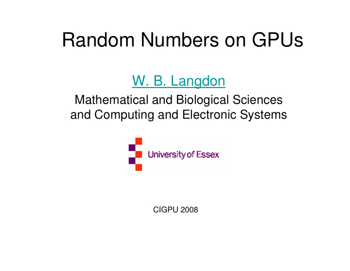 random numbers on gpus