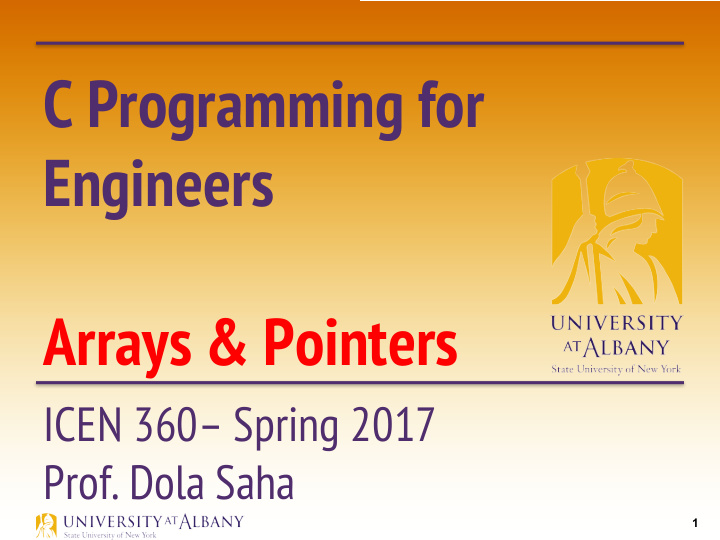 c programming for engineers arrays pointers