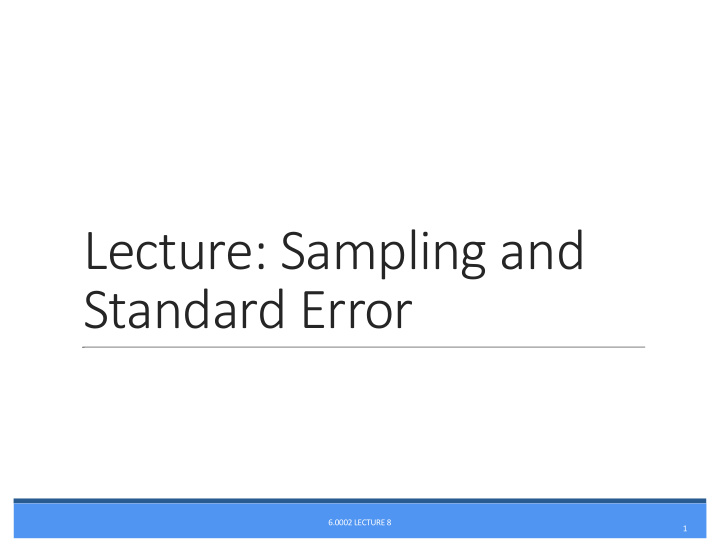 lecture sampling and standard error