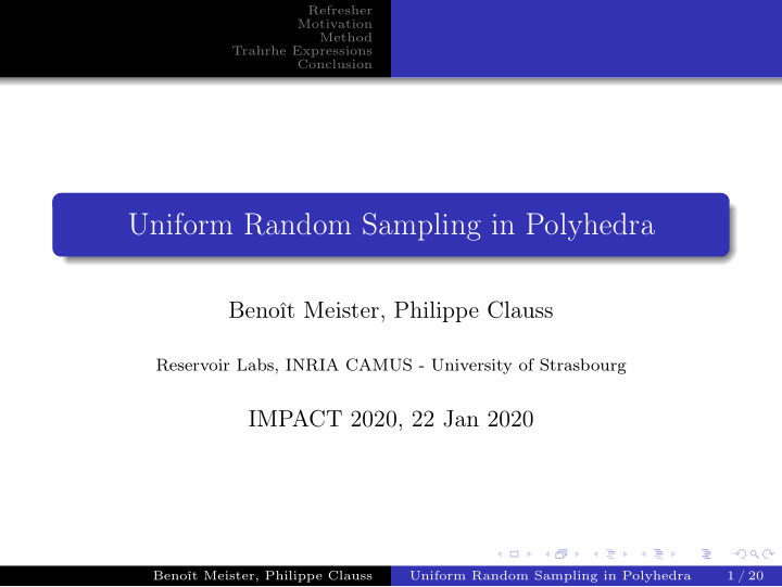 uniform random sampling in polyhedra