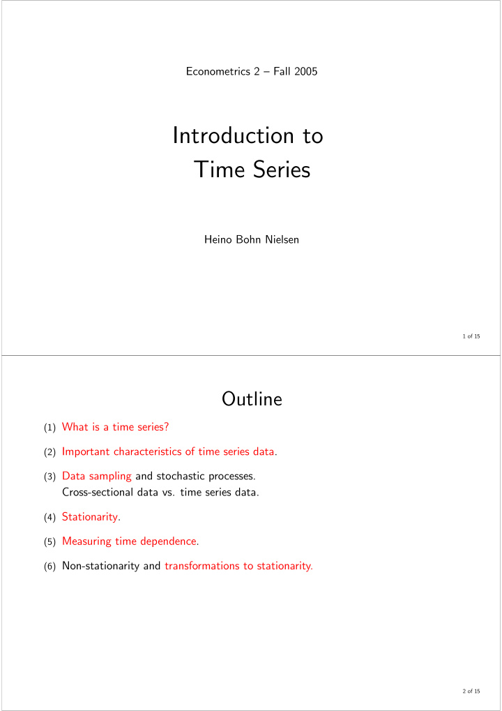introduction to time series