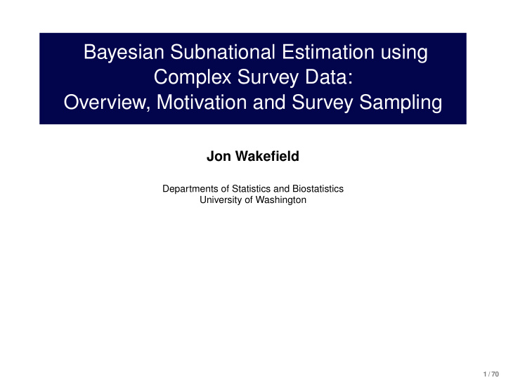 bayesian subnational estimation using complex survey data