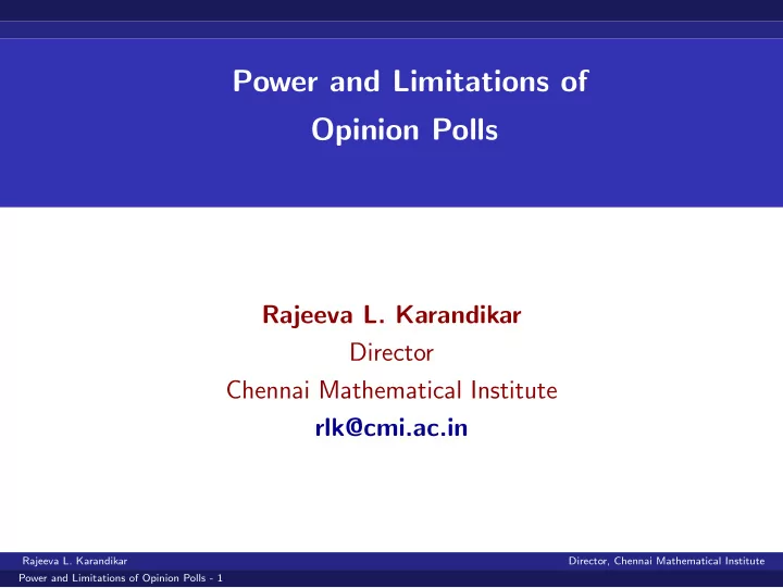 power and limitations of opinion polls