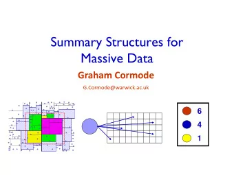 Summary Structures for  Massive Data Graham Cormode G.Cormode@warwick.ac.uk  7  6  4  1  Massive