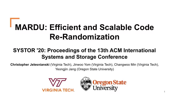 mardu efficient and scalable code re randomization