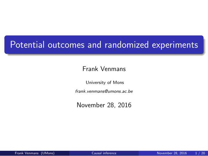 potential outcomes and randomized experiments