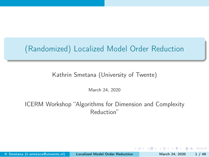 randomized localized model order reduction