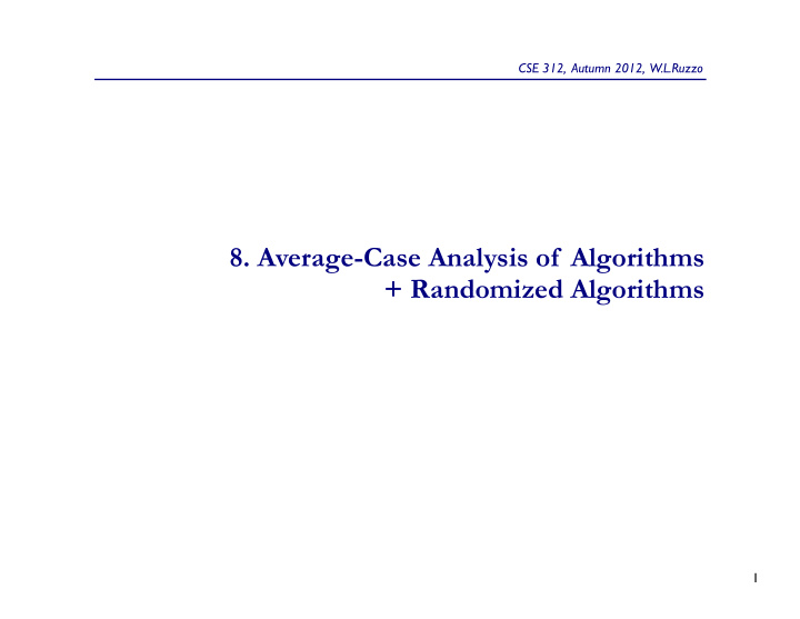 8 average case analysis of algorithms randomized