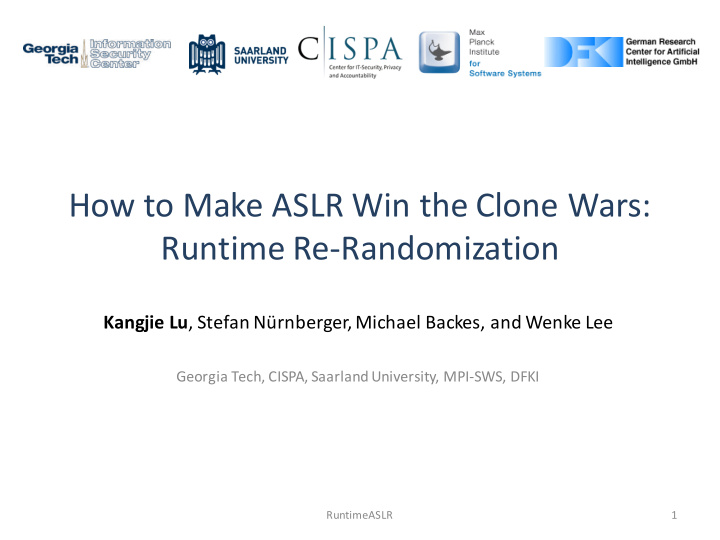 how to make aslr win the clone wars runtime re
