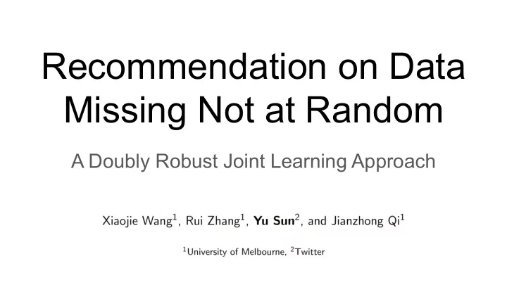 recommendation on data missing not at random