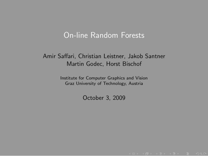 on line random forests