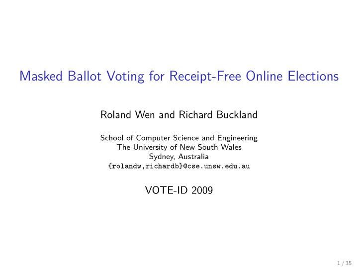 masked ballot voting for receipt free online elections