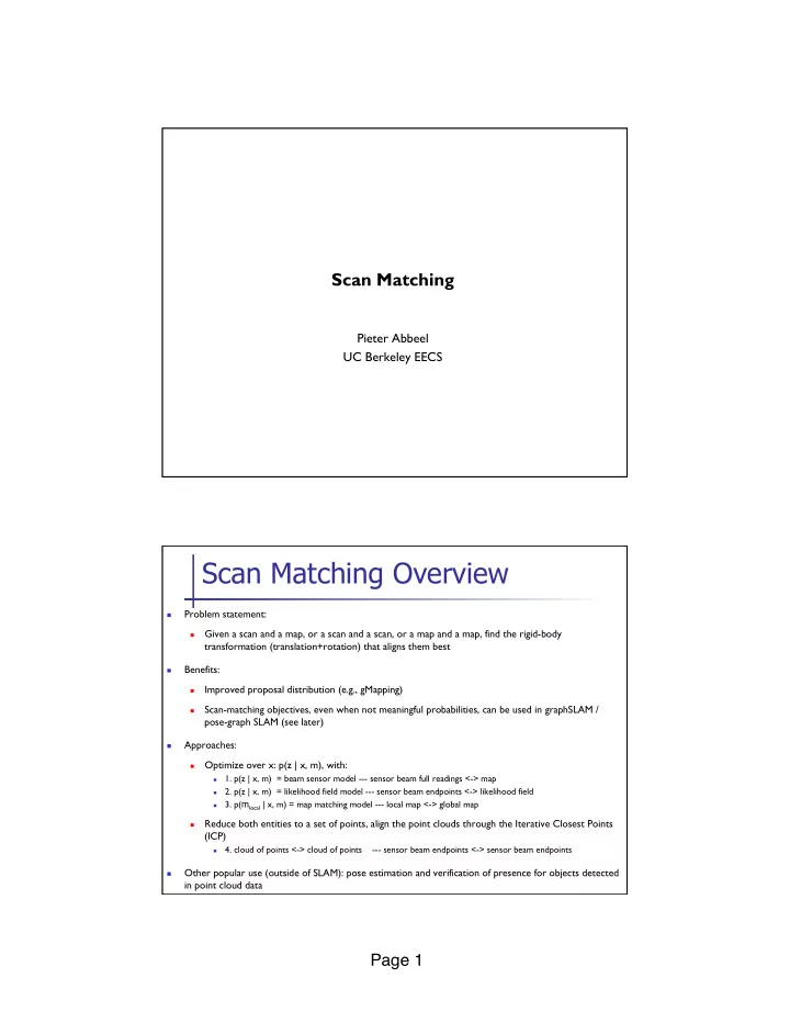 scan matching overview