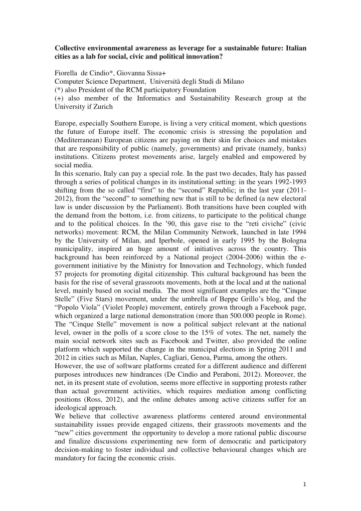 collective environmental awareness as leverage for a