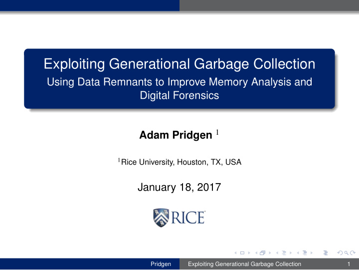 exploiting generational garbage collection