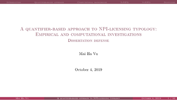 a quantifier based approach to npi licensing typology