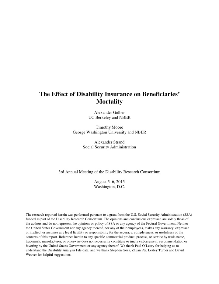 the effect of disability insurance on beneficiaries