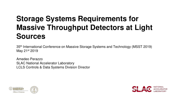 storage systems requirements for massive throughput