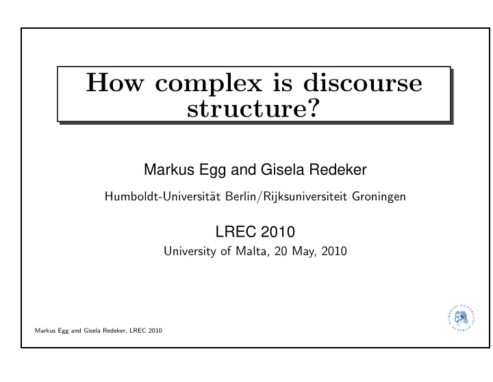 how complex is discourse structure