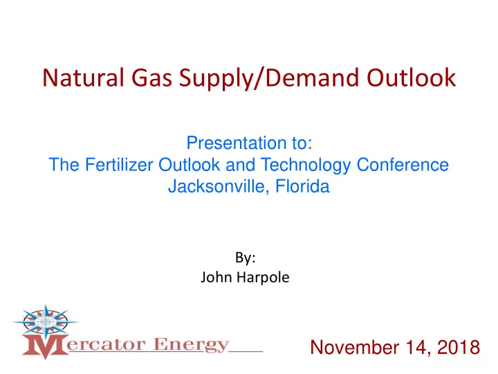 natural gas supply demand outlook