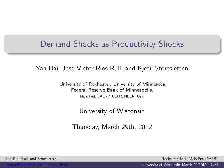demand shocks as productivity shocks