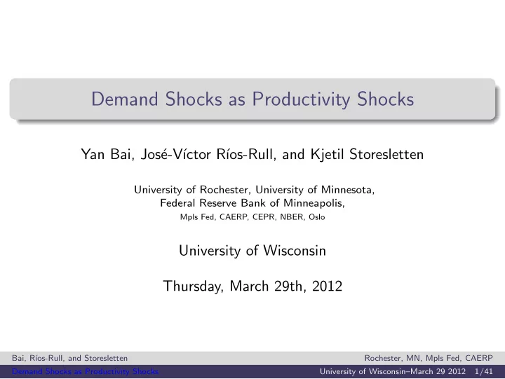 demand shocks as productivity shocks